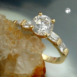 ring white zirconia gold plated 3 micron