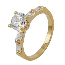 ring white zirconia gold plated 3 micron