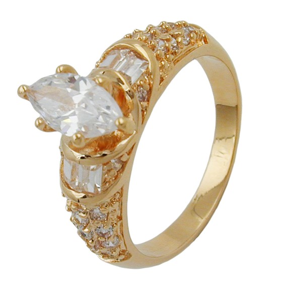ring white zirconia gold plated 3 micron