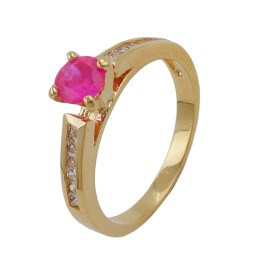 ring large zirconia pink gold plated 3 micron