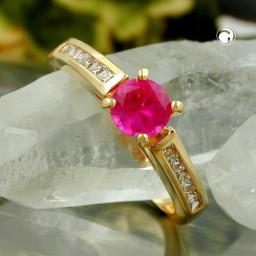 ring large zirconia pink gold plated 3 micron