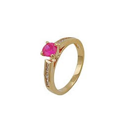 ring large zirconia pink gold plated 3 micron