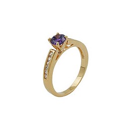 ring large zirconia purple/ white gold plated 3 micron