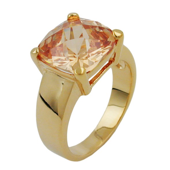 ring large cubic zirconia gold plated 3 micron