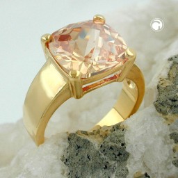 ring large cubic zirconia gold plated 3 micron