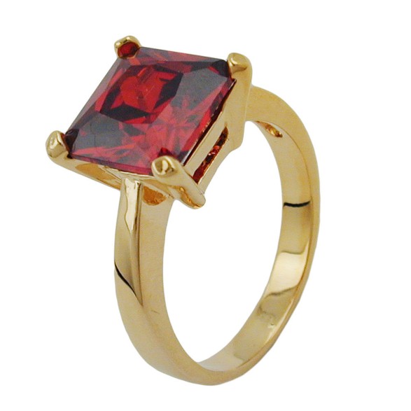 ring large zirconia red gold plated 3 micron