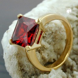 ring large zirconia red gold plated 3 micron