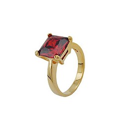 ring large zirconia red gold plated 3 micron