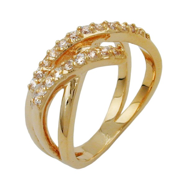 ring with zirconia gold plated 3 micron