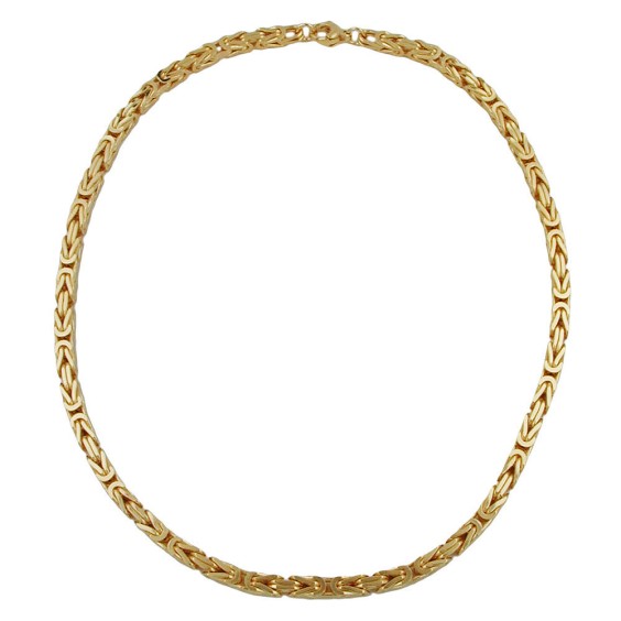 necklace 7x7mm byzantine chain square gold-plated amd 60cm