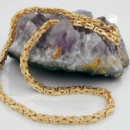 necklace 6x6mm byzantine chain square gold-plated amd 50cm