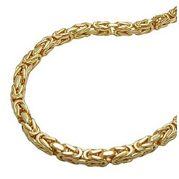 necklace 6x6mm byzantine chain square gold-plated amd 50cm