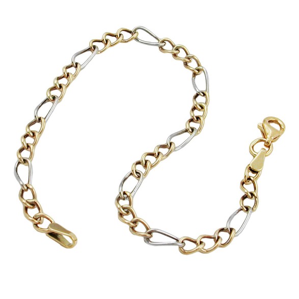 bracelet figaro curb chain 9k gold