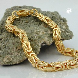 bracelet 5x5mm byzantine chain square gold-plated amd 21cm