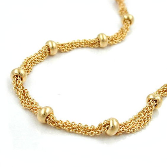 necklace rope chain 4 mm balls gold-plated 45cm