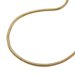 necklace 1mm thin round snake chain shiny gold-plated amd 70cm