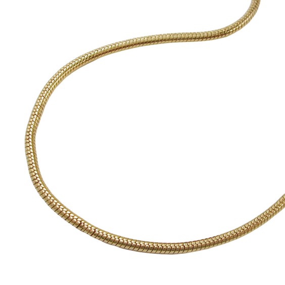 necklace 1mm thin round snake chain shiny gold-plated amd 60cm
