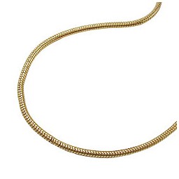 necklace 1mm thin round snake chain shiny gold-plated amd 60cm