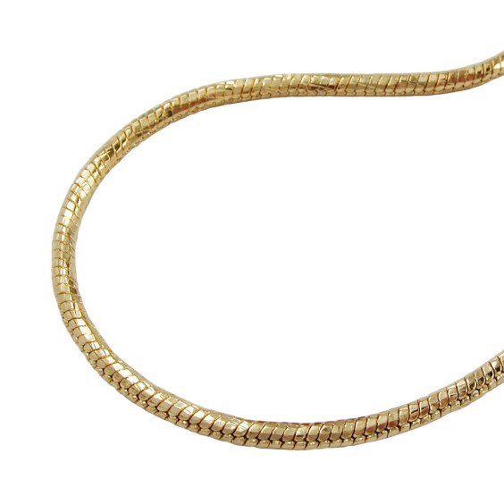 necklace 2mm round snake chain diamond cut gold-plated amd 50cm