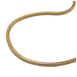 necklace 1.5mm round snake chain shiny gold-plated amd 60cm