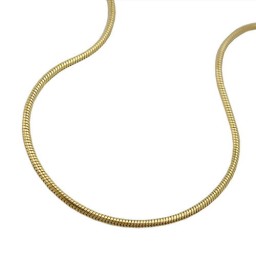 necklace 1mm round snake chain shiny gold-plated amd 45cm