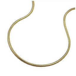 necklace 1mm round snake chain shiny gold-plated amd 45cm