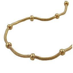 necklace 1.4mm snake chain with balls 3mm gold-plated amd 50cm