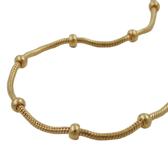 necklace 1.4mm snake chain with balls 3mm gold-plated amd 42cm