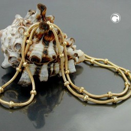necklace 1.4mm snake chain with balls 3mm gold-plated amd 42cm