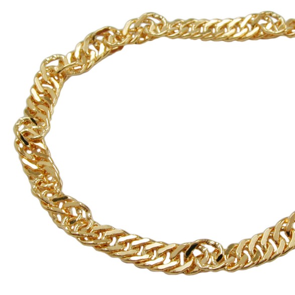 necklace 3mm singapore chain diamond cut gold plated amd 60cm