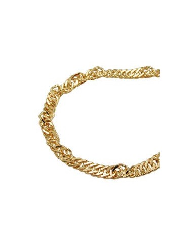 necklace 3mm singapore chain diamond cut gold plated amd 50cm