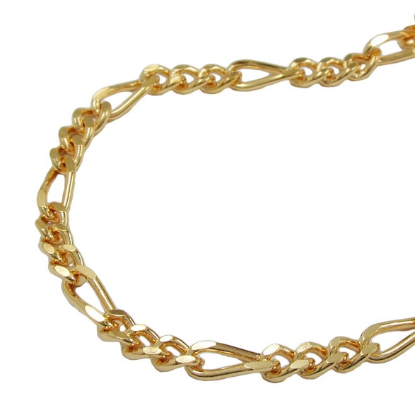 necklace 3mm figaro chain gold plated amd 50cm