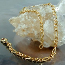 bracelet figaro chain diamond cut gold plated 19cm