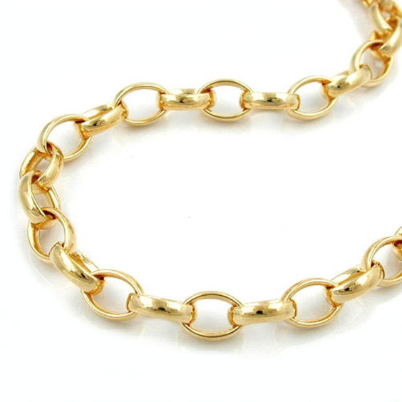 necklace anchor chain oval gold-plated 70cm