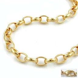 necklace anchor chain oval gold-plated 70cm