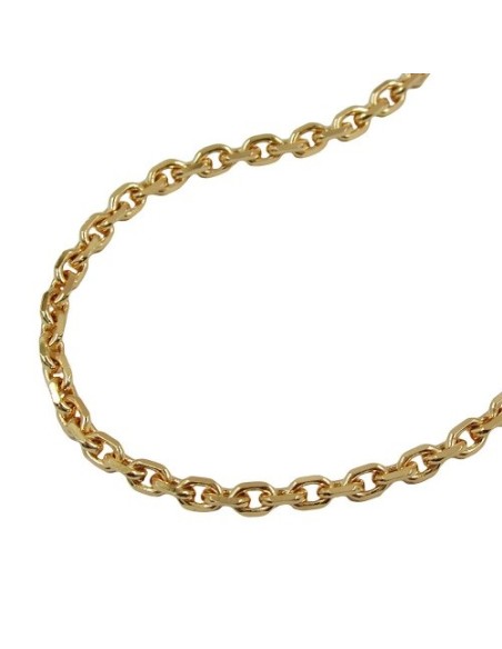 necklace anchor chain 2.6mm 8x diamond cut gold plated amd 50cm