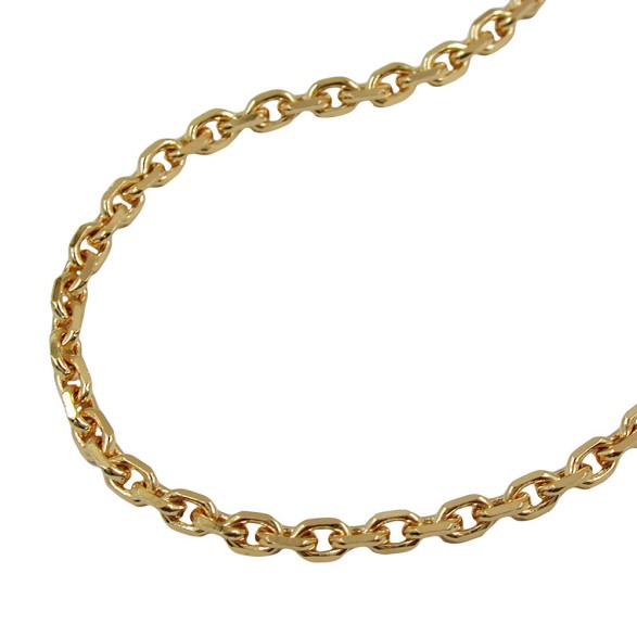 necklace anchor chain 2.6mm 8x diamond cut gold plated amd 55cm