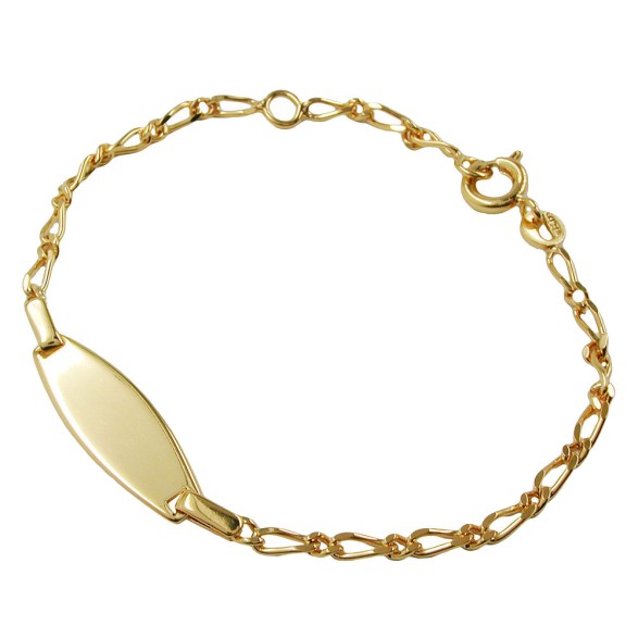 id bracelet figaro chain gold plated