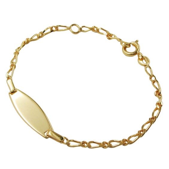 id bracelet figaro chain gold plated