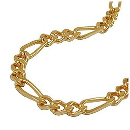 necklace 4mm figaro chain 4x diamond cut gold plated amd 50cm