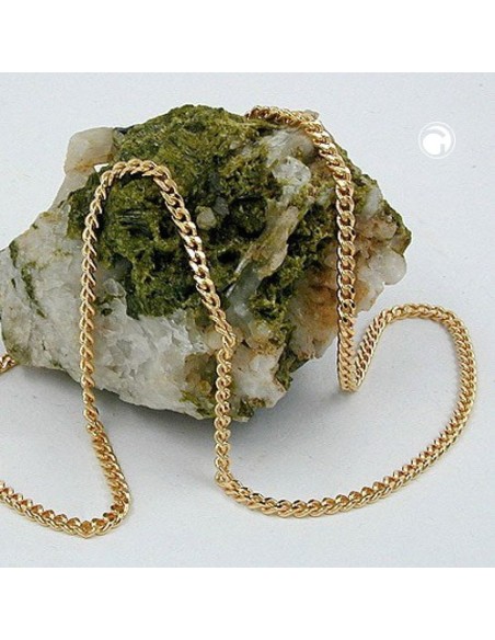 necklace 2.6mm flat curb chain diamond cut gold plated amd 70cm