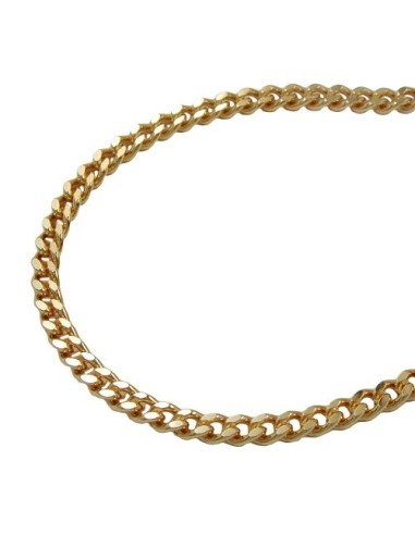 necklace 2.6mm flat curb chain diamond cut gold plated amd 70cm