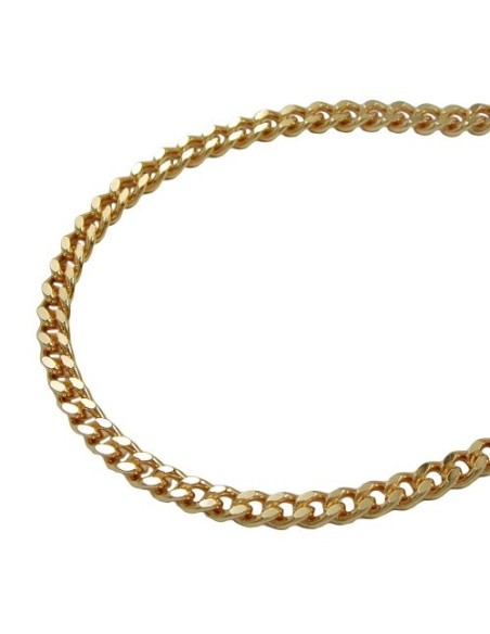 necklace 2.6mm flat curb chain diamond cut gold plated amd 70cm