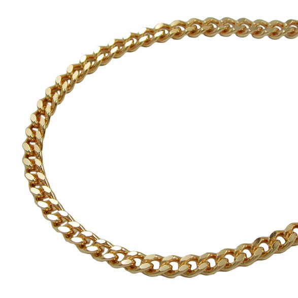 necklace 2.6mm flat curb chain diamond cut gold plated amd 40cm