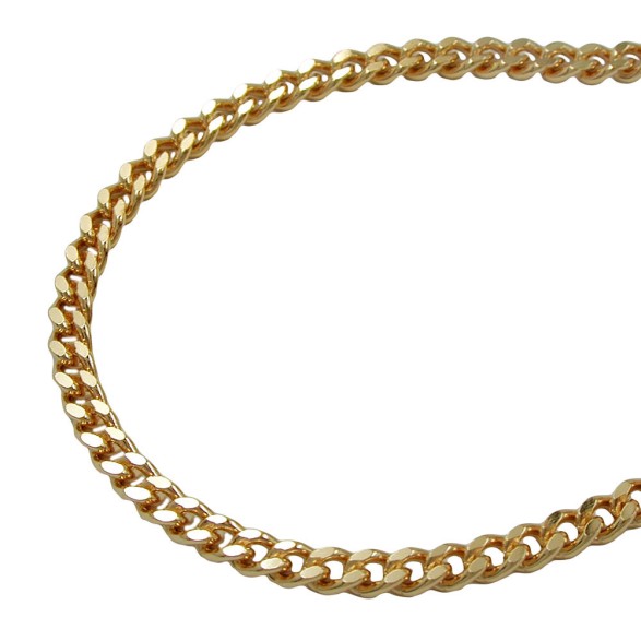 bracelet 2.6mm flat curb chain diamond cut gold plated amd 19cm