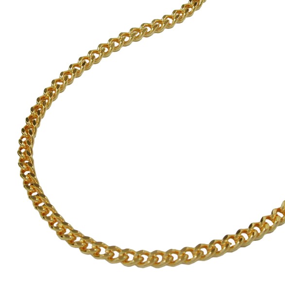 necklace 2mm flat curb chain diamond cut gold plated amd 60cm