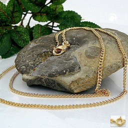 necklace 2mm flat curb chain diamond cut gold plated amd 60cm