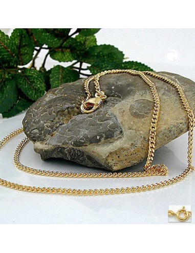 necklace 2mm flat curb chain diamond cut gold plated amd 60cm