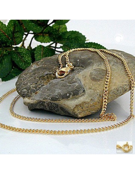 necklace 2mm flat curb chain diamond cut gold plated amd 60cm