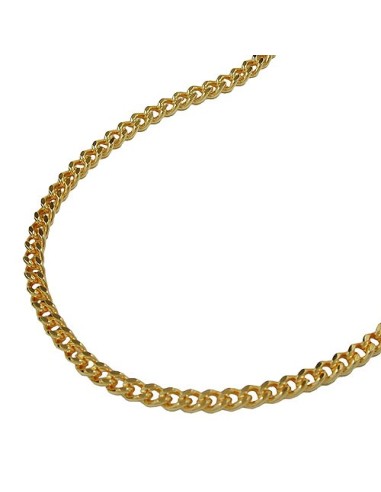 necklace 2mm flat curb chain diamond cut gold plated amd 60cm